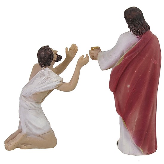 Estatua Pascual Jesús da la vista al ciego cm 9 Mundo Pesebres