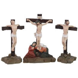 Escena de la Crucifixión de Jesús con los 2 ladrones de 8 cm