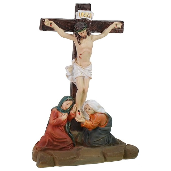 Escena de la Crucifixión de Jesús con los 2 ladrones de 8 cm