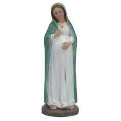 Madonna incinta veste chiara 9 cm in resina resina, base