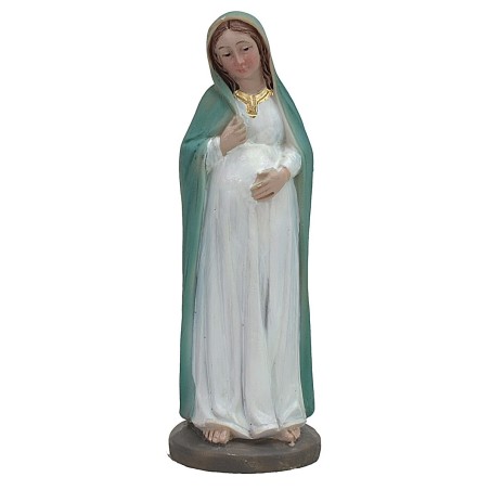 Madonna incinta veste chiara 9 cm in resina resina, base