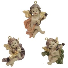 Juego de 3 querubines colgantes de resina de 5 cm