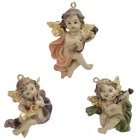 Set di 3 puttini da appendere in resina 5 cm Mondo Presepi