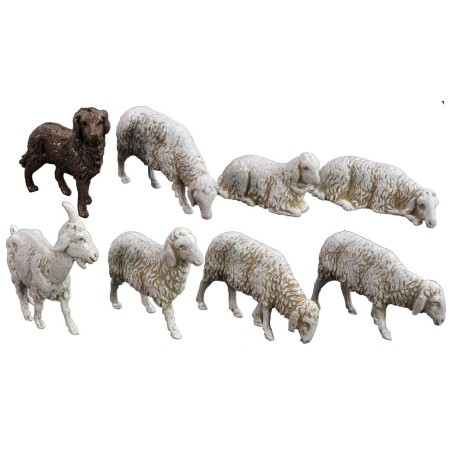 Cane + capra + 6 pecore Landi Moranduzzo per statue 10 cm