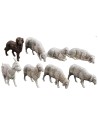 Dog + goat + 6 Landi Moranduzzo sheep for statues 10 cm
