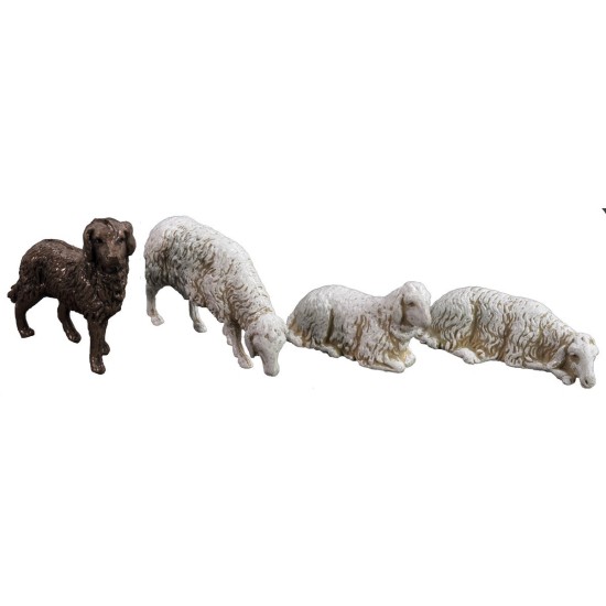 Dog + goat + 6 Landi Moranduzzo sheep for statues 10 cm