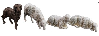 Cane + capra + 6 pecore Landi Moranduzzo per statue 10 cm