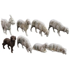 Perro + cabra + 6 ovejas Landi Moranduzzo para estatuas de 10 cm
