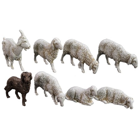 Perro + cabra + 6 ovejas Landi Moranduzzo para estatuas de 10 cm