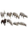 Dog + goat + 6 Landi Moranduzzo sheep for statues 10 cm
