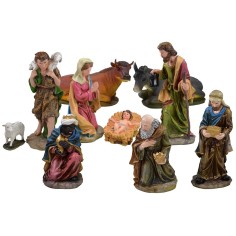 Natività 10 soggetti in resina h 50 cm base, resina, soggetti