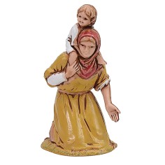 Pastorcilla con niño sobre los hombros cm 6,5 cost. 