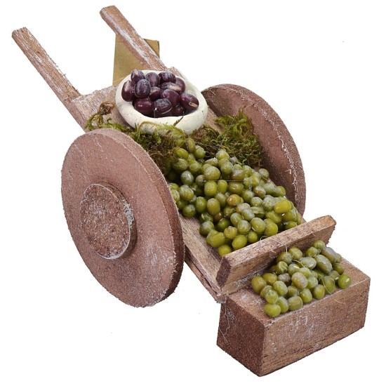 Carro in legno con olive cm 14,5x5,2x5,5h Mondo Presepi