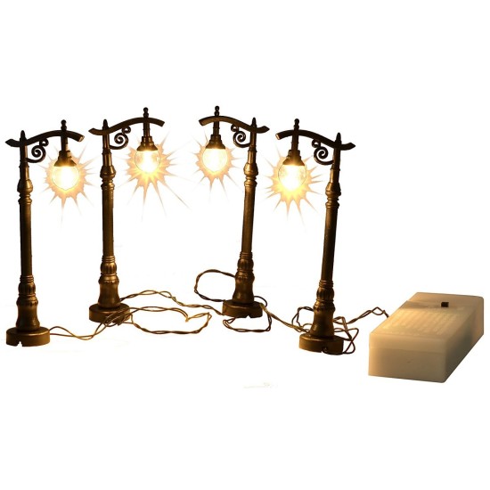 Set 4 lampioni neri a batteria cm 10 h altezza, lampioni