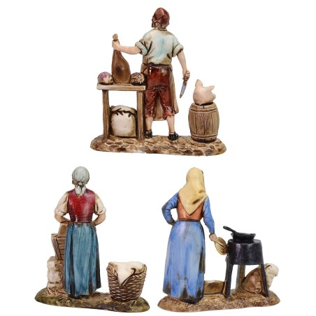 Set 3 scene al lavoro serie 8 cm Landi Moranduzzo Mondo Presepi