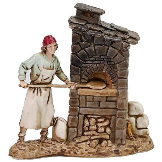 Set 2 scene Landi Moranduzzo 8 cm fornaio e coppia al tavolo