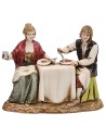 Conjunto 2 escena Landi Moranduzzo 8 cm panadero y pareja en la mesa