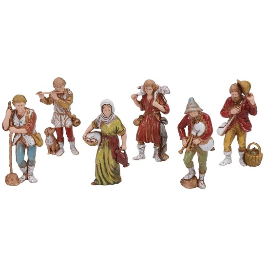 Set de 6 estatuas para belén 8 cm Landi Moranduzzo personajes