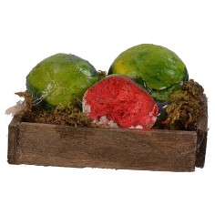 Cassetta in legno con angurie cm 4,3x3,3x2,5 h altezza, legno 2