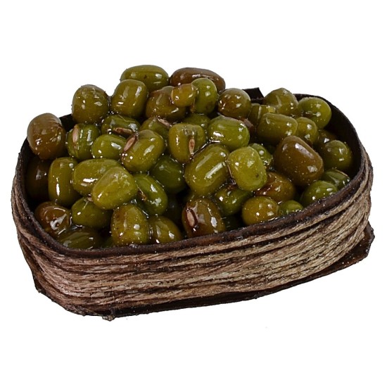 Cesto in legno con olive cm 4x3x1,6 h altezza, legno, olive