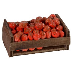 Cassetta in legno con mele cm 6,9x4,4x3,2 h altezza, statue