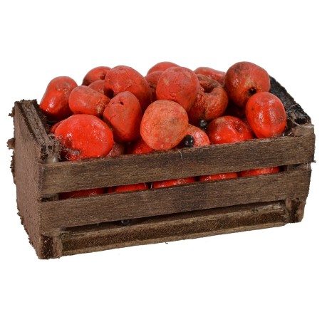 Wooden crate with apples cm 4.8x2.9x3 h height, statues