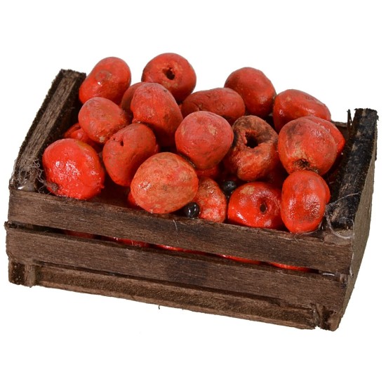 Wooden crate with apples cm 4.8x2.9x3 h height, statues
