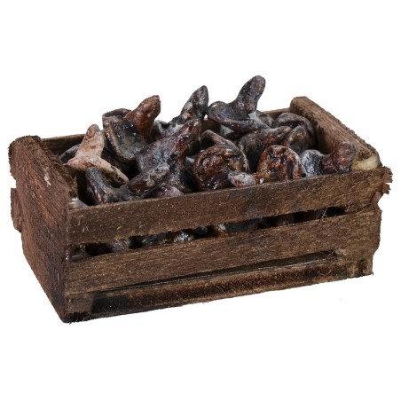 Cassetta in legno con funghi cm 4,8x2,8x2,8 h altezza, statue