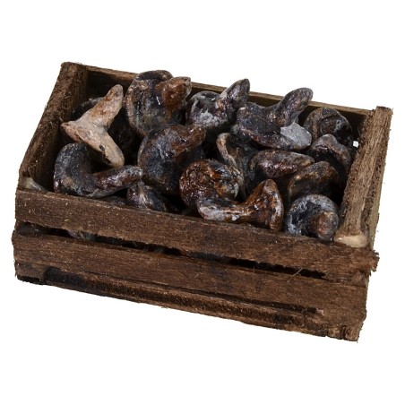 Cassetta in legno con funghi cm 4,8x2,8x2,8 h altezza, statue