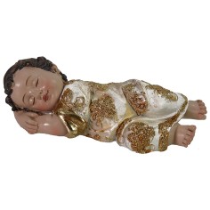 Gesù bambino dormiente con veste dorata 12,5 cm