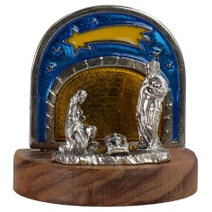 Natività con cielo stellato in metallo cm 3,7x2,6x3,7 h