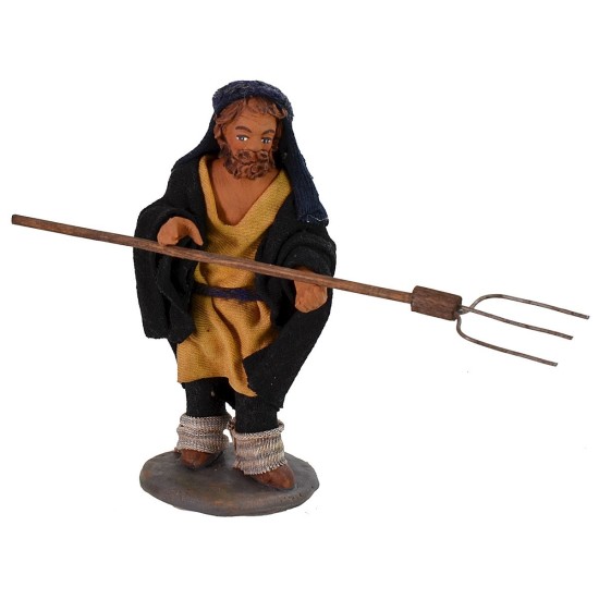 Farmer with pitchfork 10 cm pitchfork, height, made