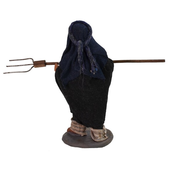 Farmer with pitchfork 10 cm pitchfork, height, made