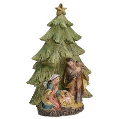 Natività con albero in resina cm 6,1x3,6x9,2 h 2