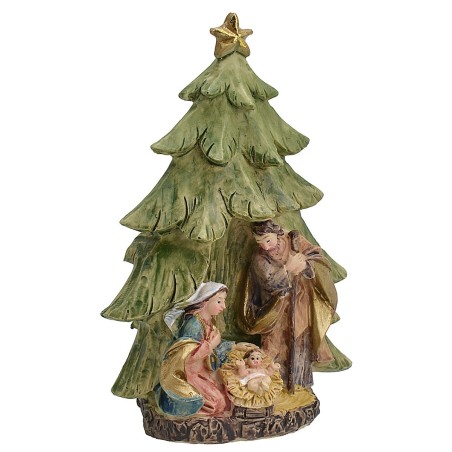 Nacimiento con árbol en resina de 6,1x3,6x9,2 cm, resina, árbol