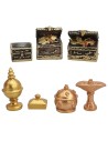 Set de 7 piezas de cofres y tesoros preciosos, cofre, estatuas.