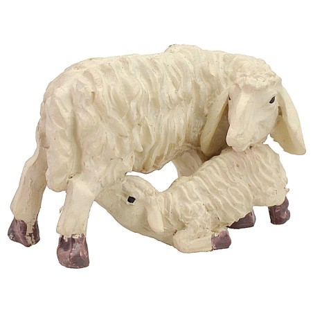 Oveja con cordero cm 4,1x2,4x2,8 h para estatuas h 8-10 cm
