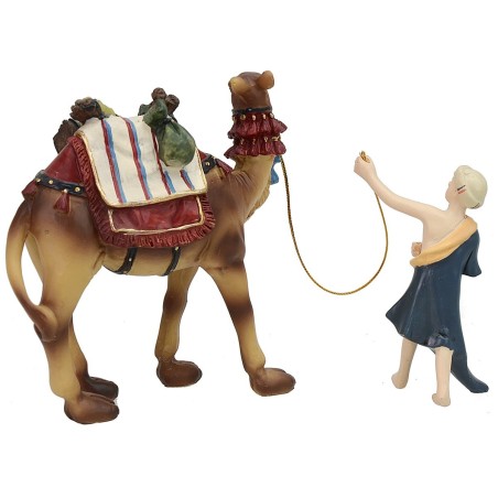 Caminante con dromedario en resina serie 9 cm dromedario