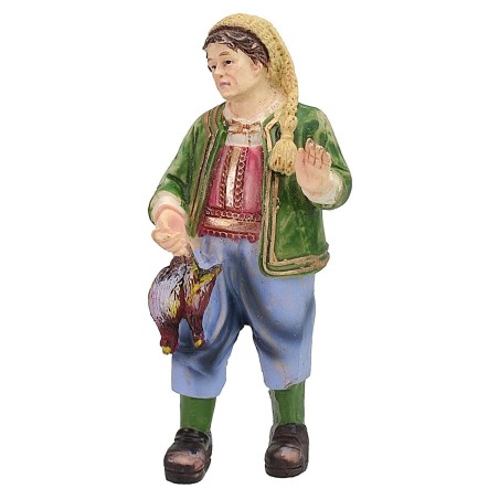 Campesino con caza 10 cm en resina, medidas