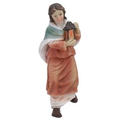 Resin Woman with Lantern Descending the Stairs 11 cm