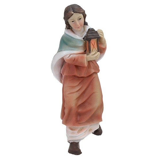 Resin Woman with Lantern Descending the Stairs 11 cm