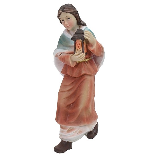 Resin Woman with Lantern Descending the Stairs 11 cm