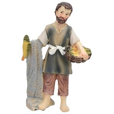 Pescatore con rete 8,5 cm in resina resina, rete, pescatore