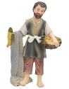 Fisherman with net 8.5 cm in resin