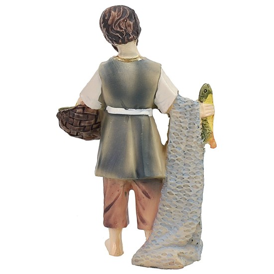 Pescatore con rete 8,5 cm in resina resina, rete, pescatore