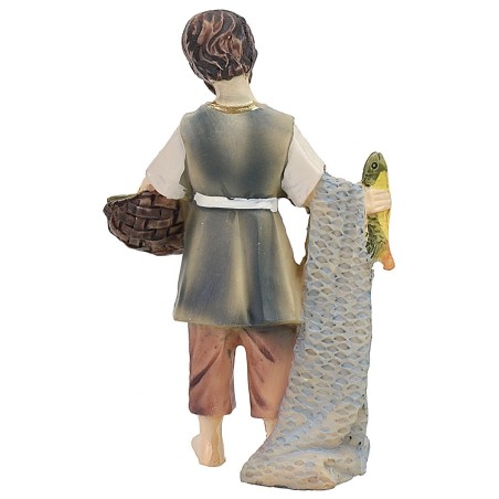 Pescatore con rete 8,5 cm in resina