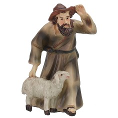 Pastore con agnello serie 9 cm in resina Mondo Presepi