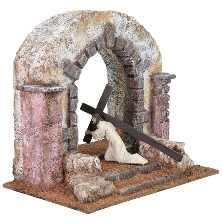 Arco attraversato da Cristo con la croce a spalle 25x15x22 h