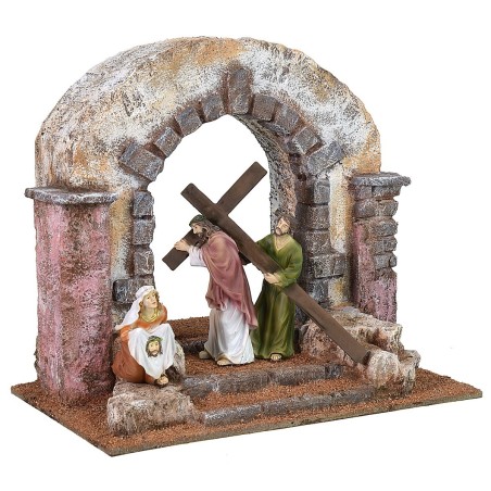 Arco attraversato da Cristo con la croce a spalle 25x15x22 h