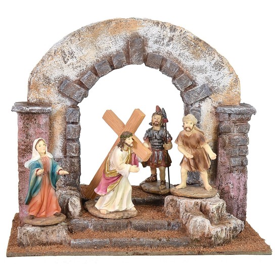 Arco atravesado por Cristo con la cruz a cuestas 25x15x22 h